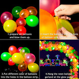 WATINC 123Pcs UV Blacklight Reactive Party Balloons Garland, Neon Fluorescent Balloons, Neon Glow in Dark Party Balloons, Party Supplies for Birthday Wedding Halloween Christmas Décor with Mixed Color