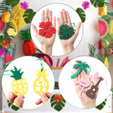 WATINC 28pcs Hawaiian Felt Ornament Set, Hawaii Ornaments for Tree, Flamingo Palm Leaves Hanging Decoration, Pineapple Shaped Cutouts, Decor for Summer Tropical Beach Party, Aloha Luau Party Supplies