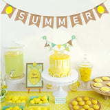 WATINC Summer Burlap Banner, Lemon Summer Bunting Garland for Welcome Summer Party Decor, Lemonade Theme Party Favors Supplies, Hawaii Tropical Fruit Pool Party Decor for Mantel Fireplace