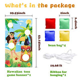 WATINC Hawaiian Toss Game with 4 Bean Bags, Aloha Party Game for Kids and Adults, Hawaiian Banner for Summer Tropical Luau Party Decoration, Outdoor Beach Party Favors Supplies, All Ages Activity