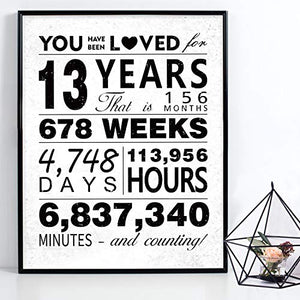 WATINC You Have Been Loved for 13 Years Poster Unframed Art Prints 13th Birthday Décor Party Supplies, 13th Anniversary Birthday Gifts for 13 Years Old Boys Girls Men Women