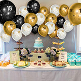 WATINC 36Pcs 18th Birthday Latex Balloons, 12inch Black Gold White Balloon for Official Teenager Happy 18th Birthday Decorations, Anniversary Party Supplies,18th Party Sign for 18 Years Old Boys Girls