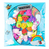 WATINC 27Pcs Fidget Toys Mochi Squeeze Toys for Boy & Girls Birthday Gift, Unicorn Fruit Cat Animals Mochi Squeeze Stress Relief Party Favor for Kids, Goodie Bags Egg Fillers for Kids,Classroom Prize