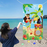 WATINC Hawaiian Toss Game with 4 Bean Bags, Aloha Party Game for Kids and Adults, Hawaiian Banner for Summer Tropical Luau Party Decoration, Outdoor Beach Party Favors Supplies, All Ages Activity