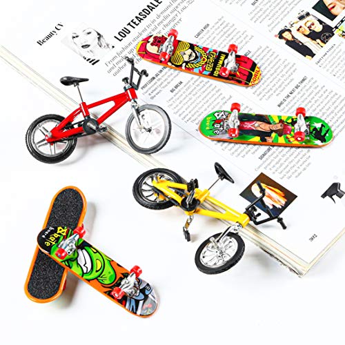 WATINC 33Pcs Mini Finger Skateboards and Finger Bikes, Finger Bicycle Fingerboard Set for Birthday Party Favors for Kids Adults, Creative Fingertip Movement Game with Replacement Wheels and Tools