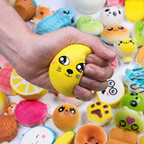 WATINC Random 50Pcs Squeeze Toys Cream Scented Kawaii Simulation Lovely Toys Jumbo Medium Mini Soft Squeeze Toys, Phone Straps, Keychain for Birthday Gifts, Stress Relief Toys for Kids and Adults