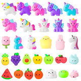 WATINC 27Pcs Fidget Toys Mochi Squeeze Toys for Boy & Girls Birthday Gift, Unicorn Fruit Cat Animals Mochi Squeeze Stress Relief Party Favor for Kids, Goodie Bags Egg Fillers for Kids,Classroom Prize