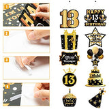 WATINC 10pcs 13th Happy Birthday Decoration Door Banner Porch Signs Party Supplies, Hanging Signs Kit Wall Decor Birthday Favor Balloon Cake Candle Hat Party Photo Booth for 13 Year Old Teens Boy Girl