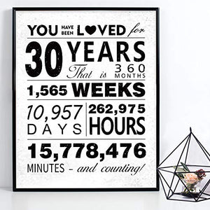 WATINC You Have Been Loved for 30 Years Poster, 11" x 14" Unframed Art Prints for 30th Birthday Decorations Party Supplies, 30th Anniversary Birthday Gifts for 30 Years Old Boys Girls Men Women