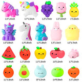 WATINC 27Pcs Fidget Toys Mochi Squeeze Toys for Boy & Girls Birthday Gift, Unicorn Fruit Cat Animals Mochi Squeeze Stress Relief Party Favor for Kids, Goodie Bags Egg Fillers for Kids,Classroom Prize