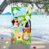 WATINC Hawaiian Toss Game with 4 Bean Bags, Aloha Party Game for Kids and Adults, Hawaiian Banner for Summer Tropical Luau Party Decoration, Outdoor Beach Party Favors Supplies, All Ages Activity