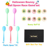 WATINC 20 Pcs Halloween Game Egg and Spoon Race Game, 10 Magic Eye Balls and 10 Spoons, Bouncing Balls with Assorted Colors for Kid, Halloween Party Favor Supplies, Outdoor Games, Trick or Treat Gifts