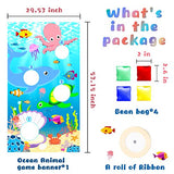 WATINC Ocean Animal Toss Game with 4 Bean Bags, Carnival Birthday Party Game for Kids and Adults, Marine Animal Banner for Ocean Theme Party Decor, Outdoor Yard Favors and Supplies, All Ages Activity