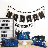 WATINC 3pcs Graduation Table Decorations for Congratulations Party, Black Blue Glitter Wooden Centerpiece Sign for Congrats Grad Party, Class of 2022 Ornament For Graduation Party Supplies Photo Props