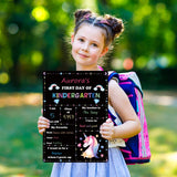 WATINC First Day and Last Day of School Chalkboard, Personalized Unicorn Themed Double Sided Back to School Sign for Kids, 13.6 x 9.7 inch Reusable Easy Clean Wooden Chalkboard for Photo Props