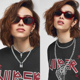 WATINC 4pcs Pendant Necklace with Lock and Key Cross Statement Necklaces Long Three Layers Punk Choker Stainless Steel Chains for Rapper Silver Multilayer Double layer Chain Accessories for Women Men