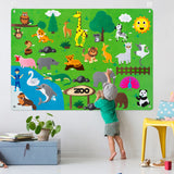 WATINC Zoo Animal Felt Story Board Set 3.5Ft 42Pcs Preschool Safari Themed Storytelling Flannel Jungle Wild Woodland Animals Early Learning Interactive Play Kit Wall Hanging Gift for Toddlers Kids