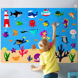 WATINC 2Pack Under The Sea & Farm Animals Felt Story Board Farmhouse Domestic Livestock Ocean Creatures Mermaid Shark Storytelling Preschool Early Learning Play Kit Wall Hanging Gift for Toddlers Kids