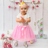 WATINC 1st Birthday Baby Girls Tutu Skirt Set 1 Year Old Princess Crown with Pink White Pearl Necklace Bracelet Newborn Party Accessories Outfits Photo Shoot Fancy Costume for 12 Months Babies