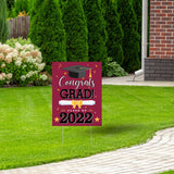 WATINC Graduation Yard Sign with Metal Stakes Congrats Grad Class of 2022 Double Sided Printing Waterproof Maroon Lawn Signs Party Decorations Supplies Photo Props for Outdoor Garden 11.8 x 16.9 Inch