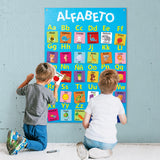 WATINC 138Pcs English Spanish Alphabet Felt Story Board Set 3.5Ft Bilingual ABC Chart Flash Cards Educational Storytelling Flannel Early Learning Interactive Play Kit Wall Hanging for Toddlers Kids