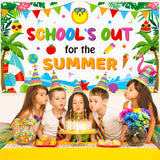 WATINC School’s Out for The Summer Banner Decorations Xtralarge End of School Year Background Kindergarten Graduation Preschool Party Supplies Photo Booth for Wall Home Indoor Outdoor 79 X 45 Inch