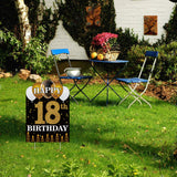 WATINC Happy 18th Birthday Yard Sign with Metal Stakes Double Sided Printing Large Waterproof Lawn Signs Gold White Balloons Black Outdoor Party Decorations for 18 Years Old Boys Girls 11.8 x 16.9 in