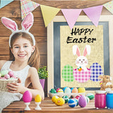 WATINC 2Pcs Happy Easter Garden Flags Welcome Peeps House Flag with Buffalo Check Plaid Rabbit Eggs Bunny Burlap Double Sided Indoor Party Decor for Celebration Festival Home Outdoor 12.4 x 18.3 Inch