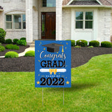 WATINC Graduation Yard Sign with Metal Stakes Congrats Grad Class of 2022 Double Sided Printing Waterproof Blue Lawn Signs Party Decorations Supplies Photo Props for Outdoor Garden 11.8 x 16.9 Inch