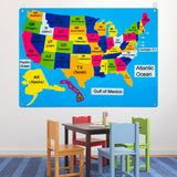 WATINC United States Map Felt-Board Stories Set 54Pcs Preschool Laminated Large USA Maps Poster Write on Capitals States Early Learning Play Kit Wall Hanging Gift for Toddlers Kids Classroom Supplies