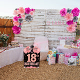 WATINC Happy 18th Birthday Yard Sign Double Sided Printing Large Waterproof Rose Gold Lawn Signs with Metal Stakes 18 Years Old Glittery Birthday Party Decorations for Girls Outdoor 11.8 x 16.9 Inch