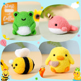 WATINC Set of 4 Cute Animal Needle Felting Starter Kit Frog Chick Bee Narwhal Animal Doll Wool Felting Tools Felt Needles Foam Mat DIY Needlework Craft Party Supplies for Beginners Adults Kids