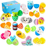 WATINC Random 24 Pcs Easter Eggs Filled with Kawaii Squeeze Toys Colorful Simulation Lovely Toy Mini Soft Food Squeeze Toys Cream Scented Stress Relief Party Fover Key Chains Phone Straps