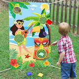 WATINC Hawaiian Toss Game with 4 Bean Bags, Aloha Party Game for Kids and Adults, Hawaiian Banner for Summer Tropical Luau Party Decoration, Outdoor Beach Party Favors Supplies, All Ages Activity