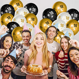 WATINC 36Pcs 18th Birthday Latex Balloons, 12inch Black Gold White Balloon for Official Teenager Happy 18th Birthday Decorations, Anniversary Party Supplies,18th Party Sign for 18 Years Old Boys Girls