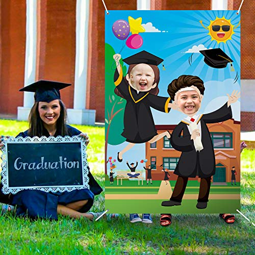 WATINC Graduation Photo Booth Props Frame, Kindergarten Preschool Graduation Photography Backdrops for 2021 Graduation Party Graduations, Congrats Grad Party Favors Supplies, Large Size 5x3ft