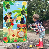 WATINC Hawaiian Toss Game with 4 Bean Bags, Aloha Party Game for Kids and Adults, Hawaiian Banner for Summer Tropical Luau Party Decoration, Outdoor Beach Party Favors Supplies, All Ages Activity