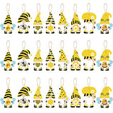 WATINC 25 Pack Bee Gnome Hanging Wooden Ornament, Yellow Honeybee Gnome with Hat Wooden Pendant for Birthday Party Decor, Summer Animals Themed Hanging Tag with Rope for Holiday Party Favor Supplies