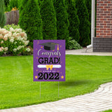 WATINC Graduation Yard Sign with Metal Stakes Congrats Grad Class of 2022 Double Sided Printing Waterproof Purple Lawn Signs Party Decorations Supplies Photo Props for Outdoor Garden 11.8 x 16.9 Inch