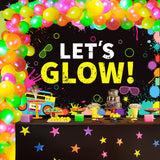WATINC 104pcs Neon Party Supplies Include LET’S Glow Banner and Fluorescent Balloons Chain, Glow Party Theme Backdrop for Kids and Adults, Birthday Party Favors Supplies, Glow in The Dark Party Decor