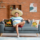 WATINC 4Pcs Cinco De Mayo Fiesta Sombrero Throw Pillow Covers Let’s Get Smashed Drinko Taco Tribe Cushion Cases Linen Cloth Mexican Party Pillowcase Decoration for Sofa Home Car Couch 18 x 18 Inches