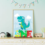 WATINC Roar One Wooden Table Decoration for 1st Baby Boy Birthday Party, Detachable Wooden Centerpiece Sign for Dinosaur Theme Party Supplies, Colourful Ornament for Summer Holiday Party Photo Props