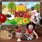 WATINC Farm Animals First Birthday Backdrop One Year Old Photo Booth Props Farmhouse Barnyard Background Banner Baby Shower Polyester Poster Party Decorations for Photography Studio 71x43 Inches