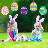WATINC 10Pcs Easter Yard Sign Hanging Ornaments Bunny Eggs Flower Heart Star Outdoor Lawn Signs Hunt Games Spring Party Decorations Photo Props for Outside Garden Tree Wall with Stakes & Ribbons