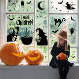 WATINC 10 Sheets Halloween Wicked Witch Window Clings Black Bat Cat Spider Silhouette Large Glass Windows Decals Double Sided Stickers Scary Party Decorations Supplies for School Home Office Indoor