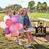 WATINC Happy 21st Birthday Yard Sign with Metal Stakes Double Sided Printing Large Waterproof Lawn Signs Gold White Balloons Black Outdoor Party Decorations for 21 Years Old Boys Girls 11.8 x 16.9 in