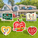 WATINC Set of 5 Teacher Appreciation Yard Signs with Stakes Large Waterproof Thank You Teachers We Appreciate You Teach Love Inspire Lawn Sign Party Decorations Supplies Photo Props for Outdoor Garden