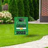 WATINC Graduation Yard Sign with Metal Stakes Congrats Grad Class of 2022 Double Sided Printing Waterproof Green Lawn Signs Party Decorations Supplies Photo Props for Outdoor Garden 11.8 x 16.9 Inch