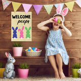 WATINC 2Pcs Happy Easter Garden Flags Welcome Peeps House Flag with Buffalo Check Plaid Rabbit Eggs Bunny Burlap Double Sided Indoor Party Decor for Celebration Festival Home Outdoor 12.4 x 18.3 Inch