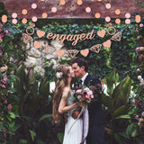 WATINC 3pcs Engaged Banner, Diamond Ring Bunting and Circle Dots Garland for Engagement Party Decorations, Bachelorette Party Favors Supplies, Rose Gold Glitter Wedding Bridal Shower Decor for Mantle